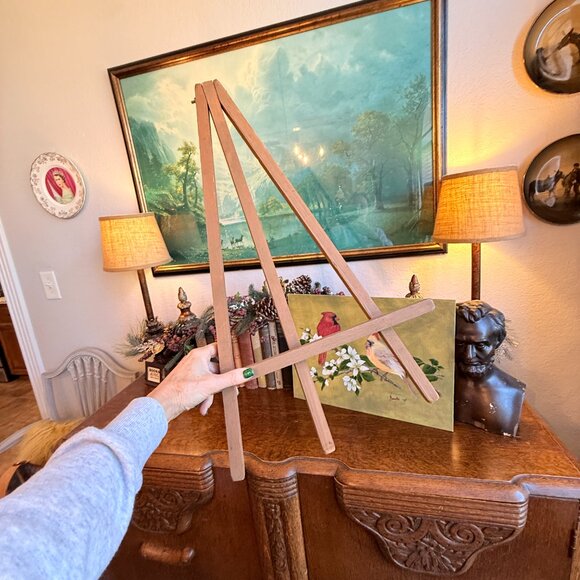 OOAK Vintage Signed Cardinal Painting with Wood Easel - Picture 11 of 14